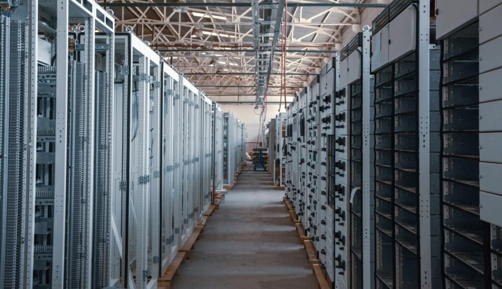 A Hallway Of Data Server Racks